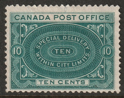 Canada 1898 Sc E1iv Mi 73a Yt E1 MNG(*) Deep Blue Green Tiny Tear At Top - Eilbriefmarken