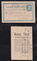 Canada 1898 Stationery Postcard TORONTO To MONTREAL Flag Postmark Private Imprint Winnipeg Property - Storia Postale