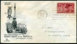USA 1949 Last Encampment Of The Grand Army FDC | Headgear | Union Soldier And G.A.R. Veteran Of 1949 | Art Craft - 1941-1950