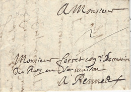 1683- Lettre De NANTES  ( Loire Inférieure Pour  RENNES - Taxe 2 Sous - ....-1700: Précurseurs