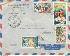 SUPERBE LETTRE Des ETABLISSEMENTS HERAULT à PAPEETE - TAHITI - BEAUX CACHETS, BEAUX TIMBRES - 1965 - TRES BON ETAT - Lettres & Documents