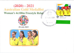 (2 A 15) 2020 Tokyo Summer Olympic - Australia Gold Medal FDI Cover Postmarked NSW Parramatta (swimming) With Wrong Date - Eté 2020 : Tokyo