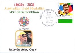 (2 A 15) 2020 Tokyo Summer Olympic - Australia Gold Medal FDI Cover Postmarked NSW Parramatta (swimming) With Wrong Date - Eté 2020 : Tokyo