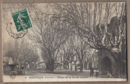 CPA 84 - MONTEUX - Place De La Porte Neuve - TB PLAN CENTRE VILLAGE Sous Les Arbres Et Fonatine - Animation Oblitération - Monteux