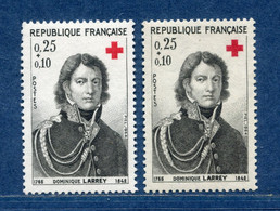 ⭐ France - Variété - YT N° 1434 - Couleurs - Pétouilles - Neuf Sans Charnière - 1964 ⭐ - Unused Stamps