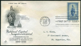 USA 1950 National Capital Sesquicentennial Issue FDC | Statue Of Freedom On Capital Dome | Art Craft - 1941-1950