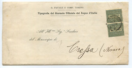 M95058 - ITALIA REGNO - Sassone Coppia # L14 Usata Su Lettera Da Torino A Cressa - Entero Postal