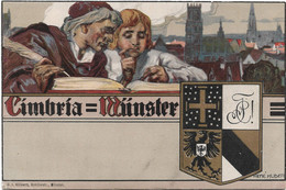 Münster I.W., Cimbria - Studentika, Wappen Und Zirkel, Überwasserkirche Und Lamberti, Sign. René Kuder - Münster