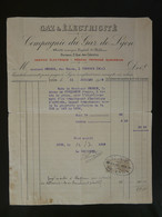 Timbre Fiscal 10c Sur Quittance Compagnie Du Gaz De Lyon 1913 - Gas