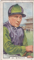 42 W Speck  - Sporting Personalities 1936 - Gallaher Cigarette Card - Original - Sport -  Horse Racing - Gallaher