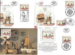 3135d: Österreich CEPT 1982, Kinderspielzeug- Belege Traunkirchen/ Altmünster/ Gmunden, FDC/ MK - Marionetas