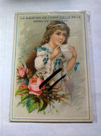 Large Cromo No Postcard.11*7.5cmt.white Sewing Machine.around. 1890/905 Better Condition .girl & Envelope .spanish Text. - Cleveland