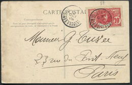 GUINÉE - N° 37 / CPA OBL. CONAKRY LE 5/10/1908 POUR PARIS - TB - Lettres & Documents