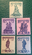 1955  - Polonia - Polska - Warsaw Monument . Five Stamps Nuovo  New - A1 - Neufs