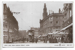 Real Photo Postcard, LEEDS, BOAR LANE FROM DUNCAN STREET, Horse And Cart, Tram, 1908. - Leeds