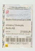 Carte D'entrée-toegangskaart-ticket: Berlin Welcome Card 2016 Berlin (D) - Europe