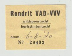 Carte D'entrée-toegangskaart-ticket: Rondrit VAD-VVV Wildspeurtocht-herfsttintentocht Apeldoorn-epe (NL) 1980 - Europa