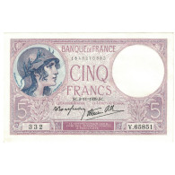 France, 5 Francs, 1939, 1939-11-02, NEUF, Fayette:4.14, KM:83 - 5 F 1917-1940 ''Violet''