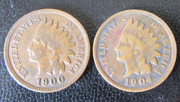 Etats-Unis / USA - 2 Monnaies One Cent Indian Head 1900, 1904 - 1859-1909: Indian Head