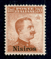 Colonie - Egeo - Nisiro - 1917 - 20 Cent Michetti (9) - Gomma Integra - Molto Bello (550) - Sonstige & Ohne Zuordnung