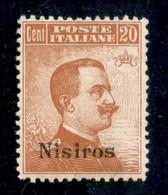 Colonie - Egeo - Nisiro - 1922 - 20 Cent Michetti (11) - Gomma Integra - Ottimamente Centrato - Molto Bello (900) - Sonstige & Ohne Zuordnung