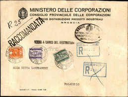 RSI - Usi Tardivi - Segnatasse - 22 Settembre 1943 - Raccomandata Da Brescia A Palazzolo Con Tassa A Carico (37 + 40 + 4 - Sonstige & Ohne Zuordnung