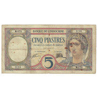 Billet, FRENCH INDO-CHINA, 5 Piastres, 1927, KM:49b, TB - Indochina
