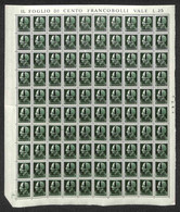 RSI - Provvisori - Milano - 1944 - 25 Cent (491) - Intero Foglio Di 100 Con Bordi Integri E Numero Di Tavola (658) - Gom - Sonstige & Ohne Zuordnung