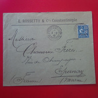 LETTRE CONSTANTINOPLE ROSSETTO 1910 TIMBRE LEVANT SURCHARGE 1 PIASTRE - Cartas & Documentos