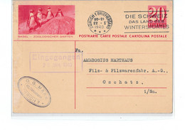 Schweiz Ganzsache Postkarte BPK Bildpostkarte 20 Rappen - PK 144 Basel Zoo Pinguine - O Zürich 1940 - Seltenste BPK ! - Stamped Stationery