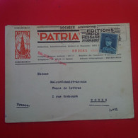 LETTRE BRUXELLES POUR TOURS MALOU SCHMIDT ASSADA FEMME DE LETTRES PUB PATRIA EDITIONS - Storia Postale