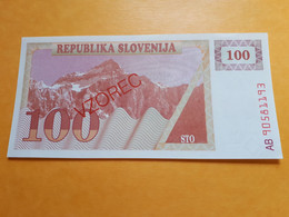 SLOVENIE 100 TOLARJEV 1990 UNC SPECIMEN VZOREC - Slovénie