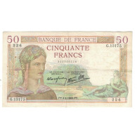 France, 50 Francs, Cérès, 1940, P. Rousseau And R. Favre-Gilly, 1940-04-04 - 50 F 1934-1940 ''Cérès''