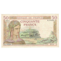 France, 50 Francs, Cérès, 1939, P. Rousseau And R. Favre-Gilly, 1939-07-13 - 50 F 1934-1940 ''Cérès''