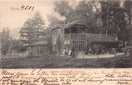 013004 "TORINO - LA VACCHERIA SVIZZERA AL VALENTINO - CAFFE'" ANIMATA. CART SPED 1902 - Parchi & Giardini