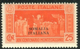 SOMALIA 1929 MONTECASSINO 25 C. ** MNH - Somalie