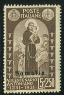 SOMALIA 1931 S.ANTONIO 5 L. + 2,50 ** MNH - Somalie