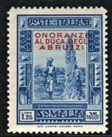 SOMALIA 1934 ONORANZE AL DUCA 1,25 ** MNH - Somalia