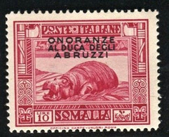 SOMALIA 1934 ONORANZE AL DUCA 10 L. ** MNH - Somalie