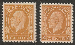 Canada 1932 Sc 198,198i Mi 165 Yt 164 MH* Ochre & Brownish Ochre Shades - Nuovi