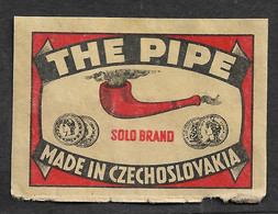 The Pipe Safety Matches MatchBox Label Made In Czechoslovakia Vintage - Étiquette De Boîte D'allumettes Tchécoslovaquie - Zündholzschachteln