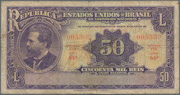 Brazil / Brasilien: Lot With 3 Banknotes Containing 1 Mil Reis ND(1921) P.8 (VF), 50 Mil Reis ND(193 - Brasil