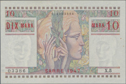 Deutschland - Nebengebiete Deutsches Reich: Lot Mit 5 Banknoten 10 Saarmark 1947, Ro.870, Alle In Le - Altri & Non Classificati