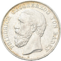 Baden: Friedrich I. 1856-1907: 5 Mark 1876 G, Jaeger 27 Und 27 F, Mit Und Ohne Querstrich In A Von B - Taler & Doppeltaler