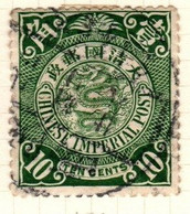 China Imperial Post  Scott 116 1902-06 Coiling Dragon  10c Green Used - Gebruikt