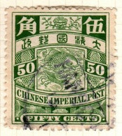 China Imperial Post  Scott 119 1902-06 Coiling Dragon  50c Yellow Green Used - Used Stamps