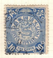 China Imperial Post  Scott 127a 1905-10 Coiling Dragon  10c Light Blue Used - Used Stamps