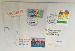 (2 A 19) Australia Gold Medalist & Tokyo Olympic On Large Cover + COVID-19 Stay Safe In Perth + WHO Sign - Verano 2020 : Tokio