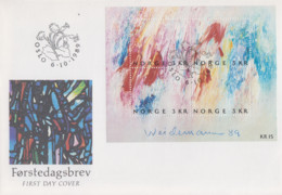 Enveloppe  FDC   1er   Jour   NORVEGE  Bloc  Feuillet   Journée  Du  Timbre   1989 - FDC