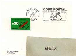 ARIEGE - Dépt N° 09 = PAMIERS 1975 =  FLAMME CONCORDANTE =  SECAP Illustrée ' CODE POSTAL / Mot Passe' - Codice Postale